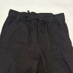 Gap black linen pull on wide leg pants